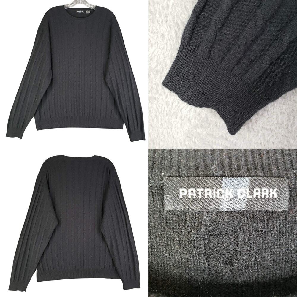 Patrick Clark Sweater Cashmere Pull Over Black Size XL Long Sleeve Knit